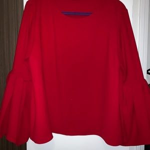 Zara Red Bell Sleeve Blouse